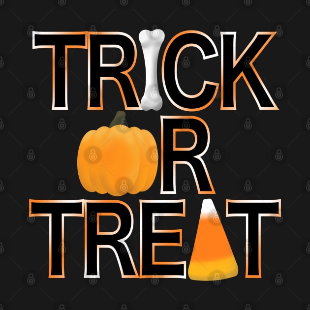 Trick or Treat - Bone, Pumpkin, Candy Corn by JossSperdutoArt