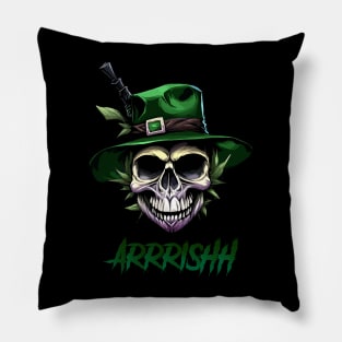 Arrrishh St. Patrick's Day skull Pillow