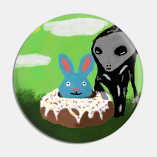 alien wants rabbit donut Pin