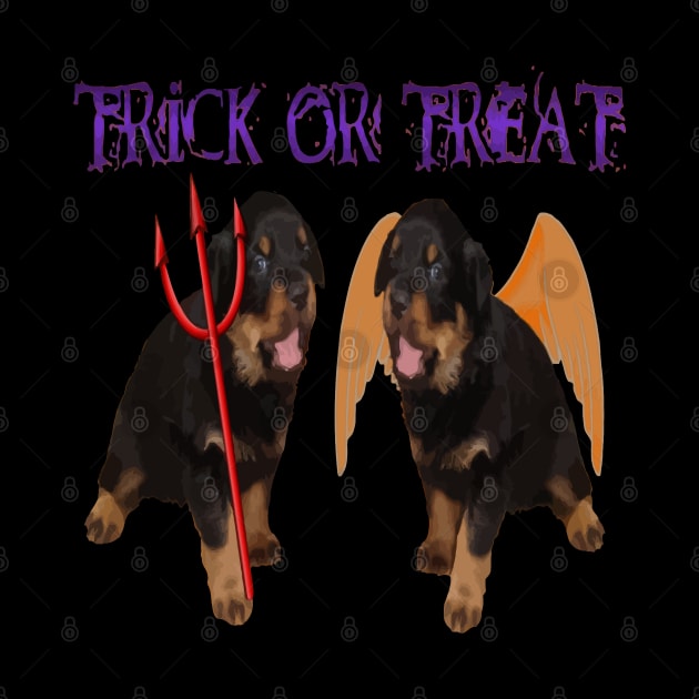 Cute Rottweiler Halloween Trick or Treat Vector Cut Out by taiche