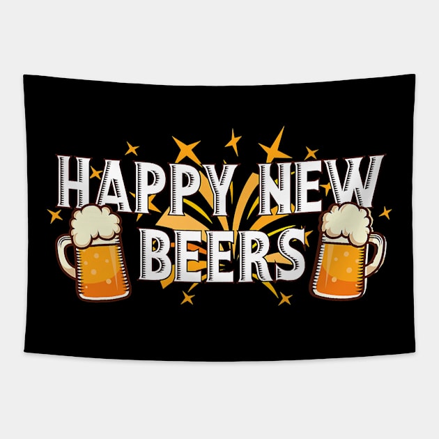 Happy New Beers - New Year NYE Party Funny New Years Eve Tapestry by ruffianlouse