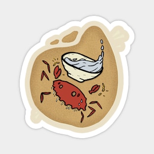 Crab Waitress Funny Simple Minimalist Cartoon Art Magnet