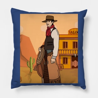 Retro Wild West Cowboys Rodeo Pillow