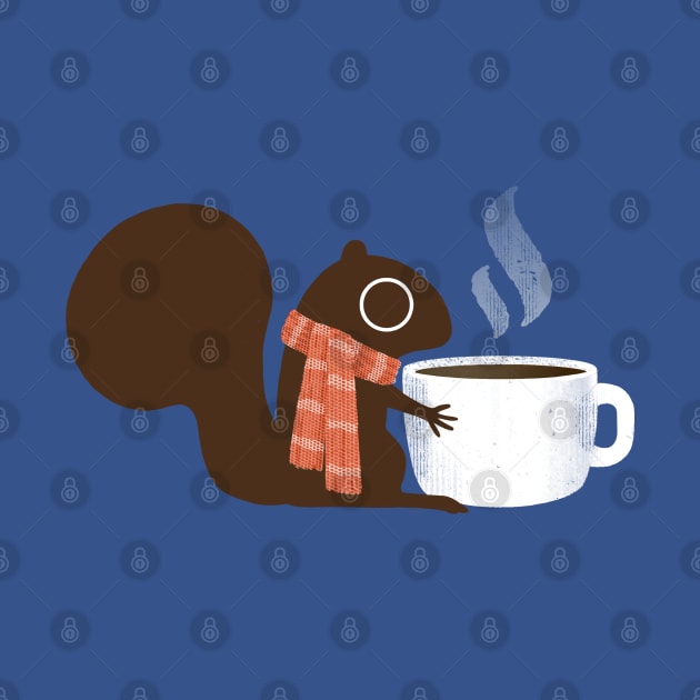 Cute Squirrel Loves Hot Coffee by Coffee Squirrel