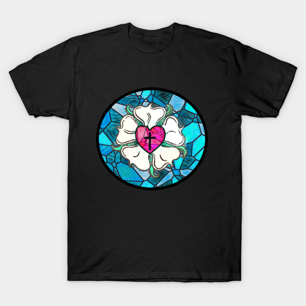 Discover Luther Rose Martin Luther Lutheran Stained Glass - Luther Rose - T-Shirt