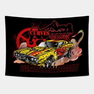 curves and bullets muscle car madness Tapestry