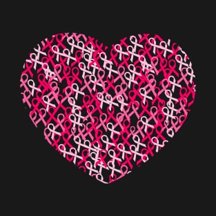 Cancer Awareness Pink Ribbons Heart T-Shirt