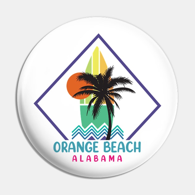 Orange Beach Alabama AL Surfboard Pin by kalponik