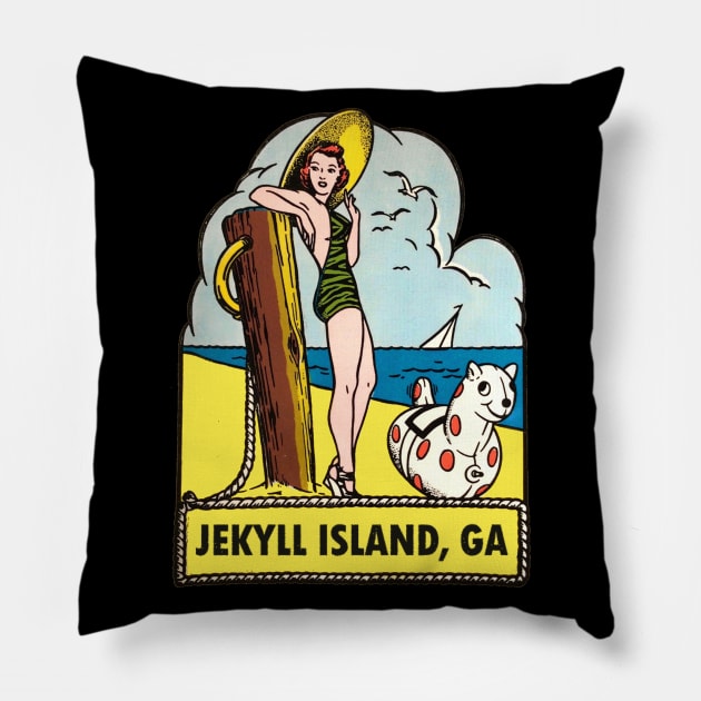 Jekyll Island Georgia Vintage Pillow by Hilda74