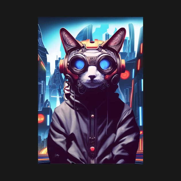 Cool Japanese Techno Cat In Future World Japan Neon City by star trek fanart and more