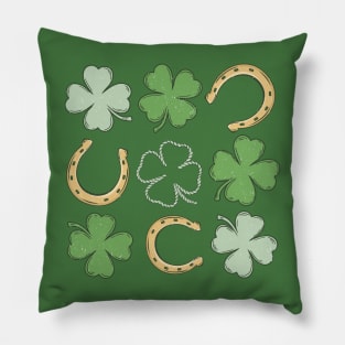 Western St Patricks Day Shamrock Irish Luck Horseshoes Country Pillow