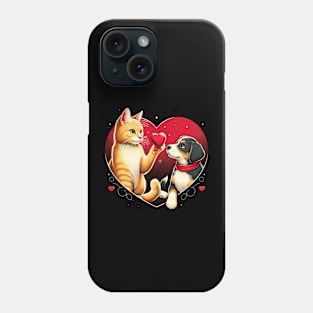 Cute cat offers a red heart dog lover design Valentine day Phone Case