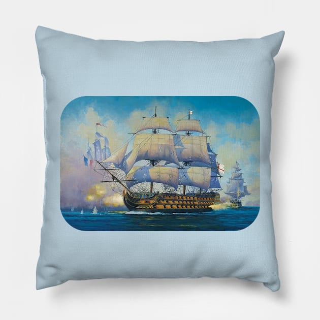 HMS Victory at Trafalgar Pillow by RoyalCougar