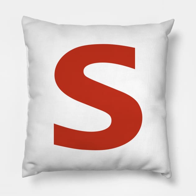 Letter s in Red Text Minimal Typography Pillow by ellenhenryart
