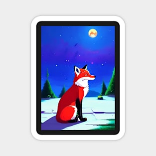 CUTE FOX WAITING FOR SANTA CLAUS Magnet