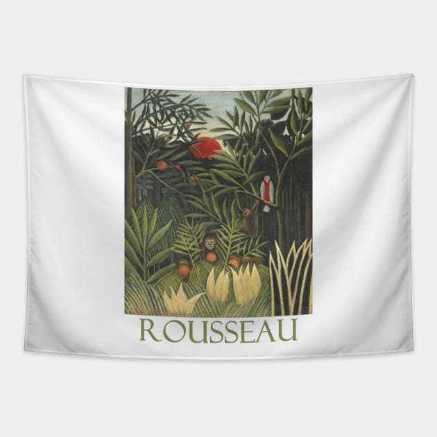 Monkeys and Parrot in the Virgin Forest by Henri Rousseau Tapestry by Naves