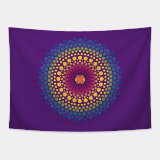 Rainbow Mandala Dotted Tapestry