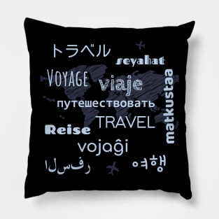 Travel in different languages Pillow