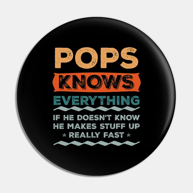 Pops Knows Everything Shirt Grandpa Christmas Gift Pin by mo designs 95