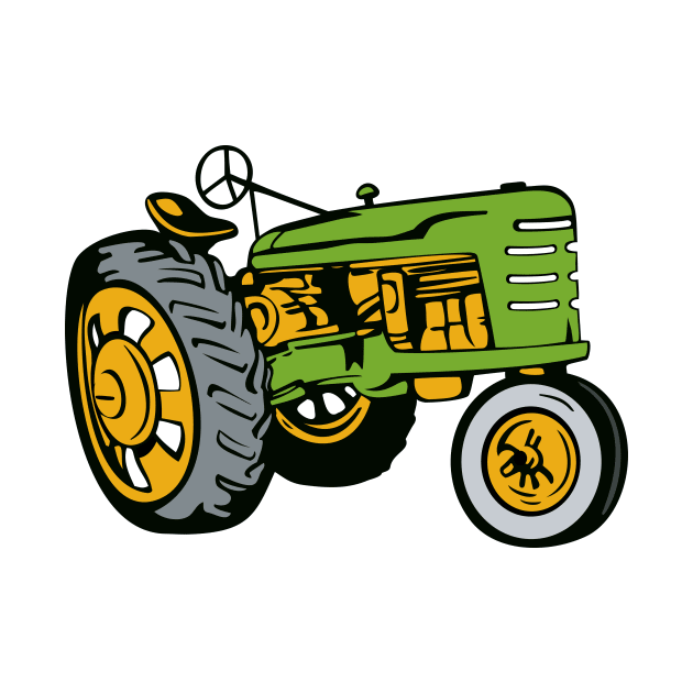 Vintage Farm Tractor Side View retro by retrovectors