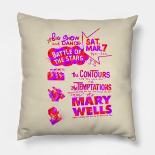 The Temptations , Contours , Mary Wells concert graphic Pillow