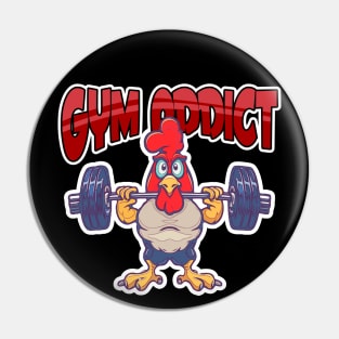 Gym Addict Chicken Working out with weights Pin