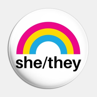 She/They Pronouns Pansexual Rainbow Pin