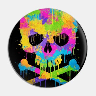 Abstract Trendy Graffiti Watercolor Skull Pin