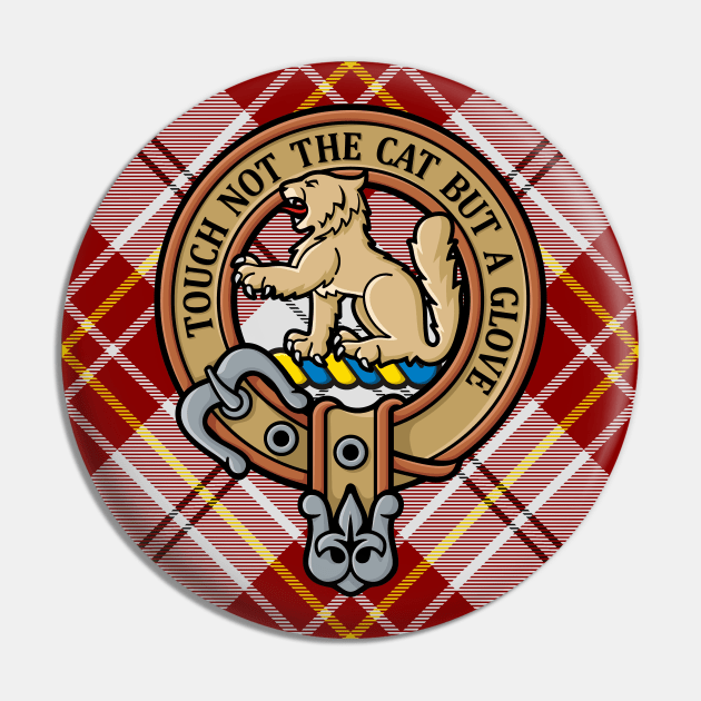 Clan MacPherson Crest over Red Dress Tartan Pin by sifis