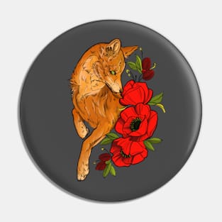 Fox&flowers Pin