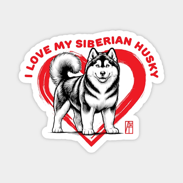 I Love My Siberian Husky - I Love my dog - Durable dog Magnet by ArtProjectShop