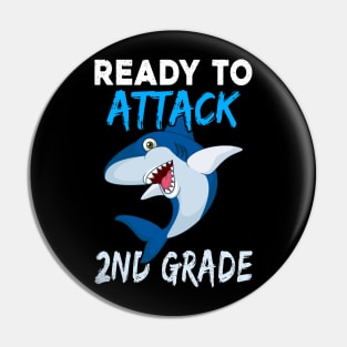 Shark Ready To Attack 2nd Grade Boys Back To School Kids Gift Pin