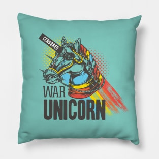 War Unicorn Zombie Horse Sarcasm Censored Art Pillow