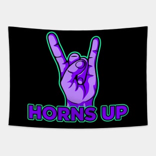 Horns up hand rock and roll music violet art Tapestry