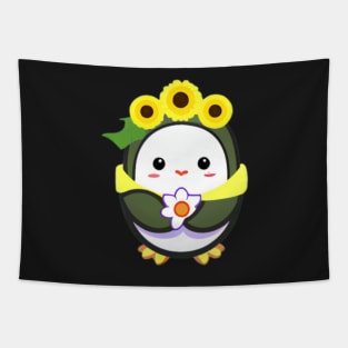 Cute Sunflower Penguin Tapestry