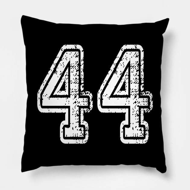 Number 44 Grungy in white Pillow by Sterling