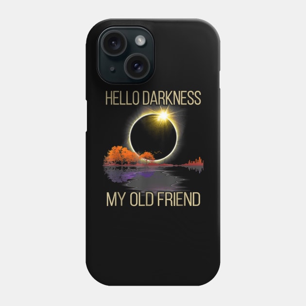 Hello Darkness My Old Friend Astrology Celestial Solar Eclipse Guitar Lake Phone Case by Gearlds Leonia