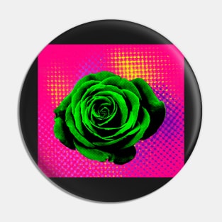 Rose pop art green, violet Pin