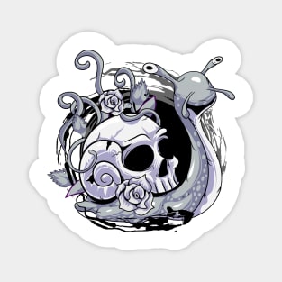 Snail Skull  Black & white Creepy Magnet