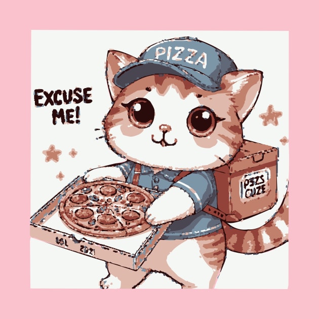 Pawsome Pizza Delivery: Cat Courier on the Move by Pickyysen