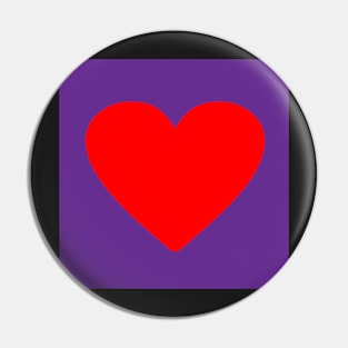 Corazón rojo sobre morado Pin