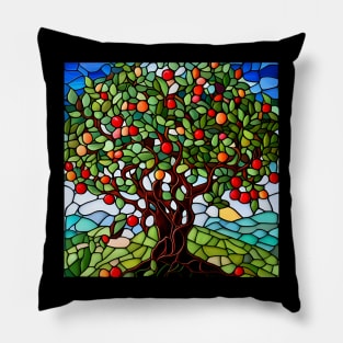 Stained Glass Apple Tree Pillow