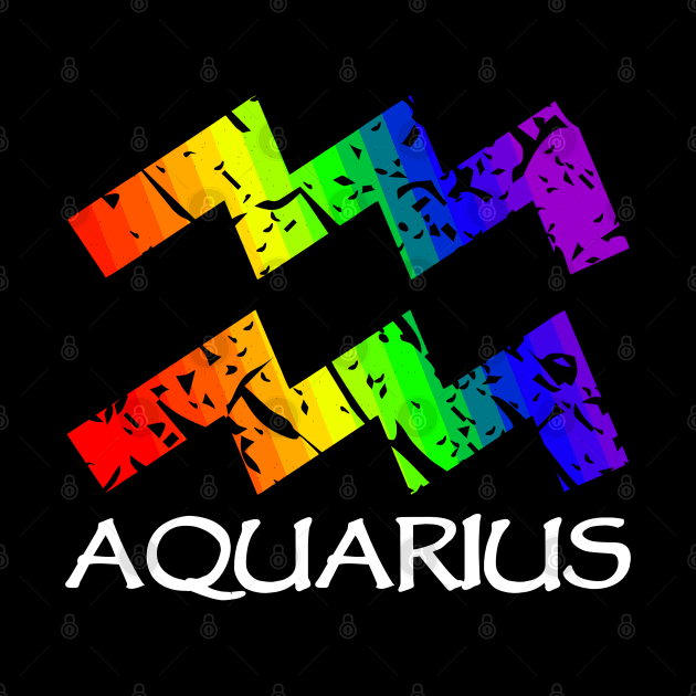 Aquarius Zodiac Symbol in Rainbow Color by Muzehack