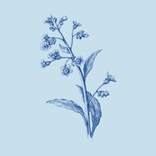 Forget-me-nots Blue Flower Botanical Illustration T-Shirt