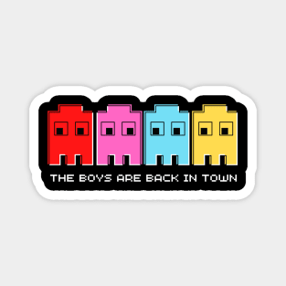 The ghosts are back in town, 8-bit retro arcade ghosts Magnet