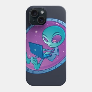 Alien with Laptop Computer Phone Case