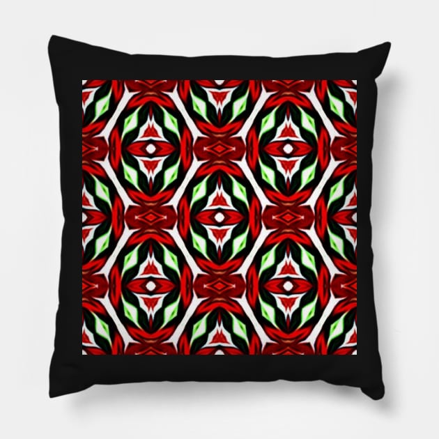 Red and Green Christmas Pattern Number 15 Pillow by BubbleMench