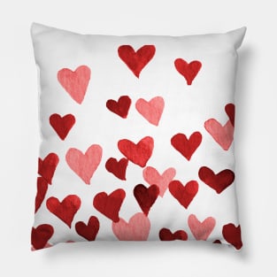 Valentine’s Day Watercolor Hearts – red Pillow