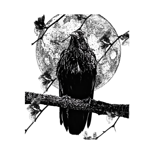 Nevermore Raven and the Moon by galaxieartshop