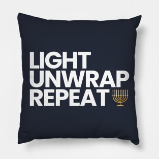 Hanukkah - Light. Unwrap. Repeat. Pillow